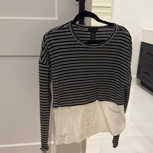 Design History Black and White Striped Long Sleeve Top